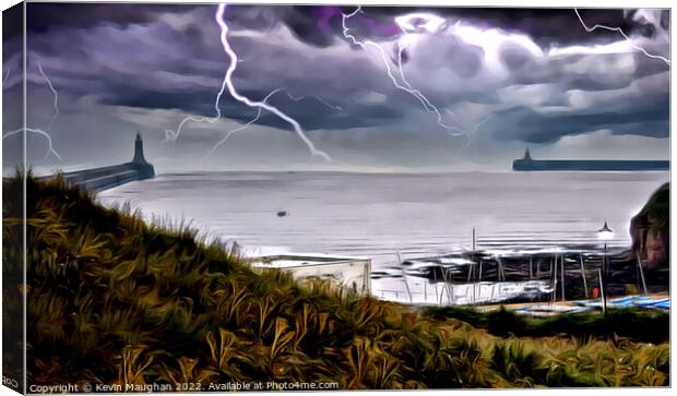 Abstract Version Of North And South Shields Piers Mouth Of The Tyne Canvas Print by Kevin Maughan
