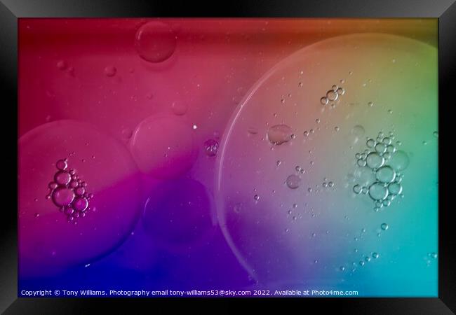 Water and oil abstract Framed Print by Tony Williams. Photography email tony-williams53@sky.com
