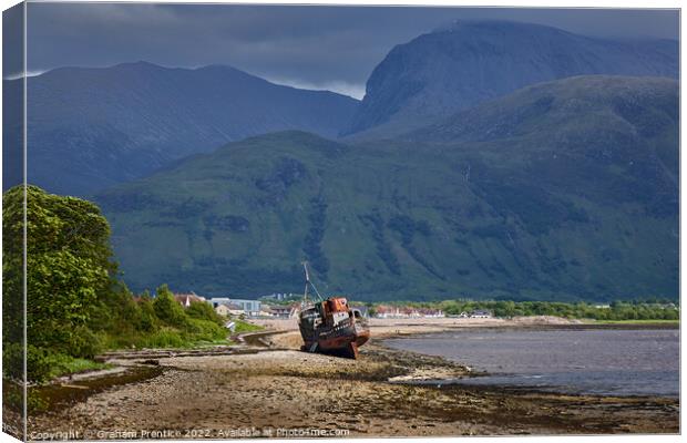 Shipwreck on the Shore of Loch Linhe Canvas Print by Graham Prentice