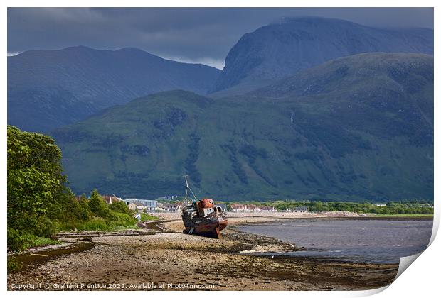 Shipwreck on the Shore of Loch Linhe Print by Graham Prentice