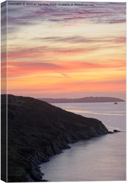 Maenporth Cornwall sunrise Canvas Print by Duncan Savidge