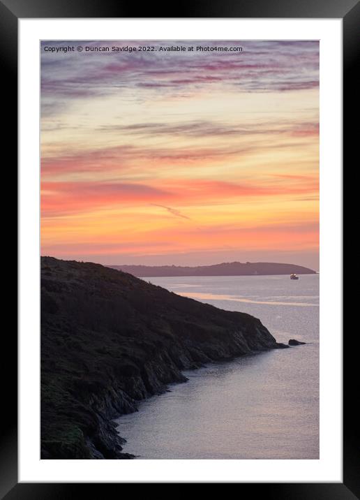 Maenporth Cornwall sunrise Framed Mounted Print by Duncan Savidge