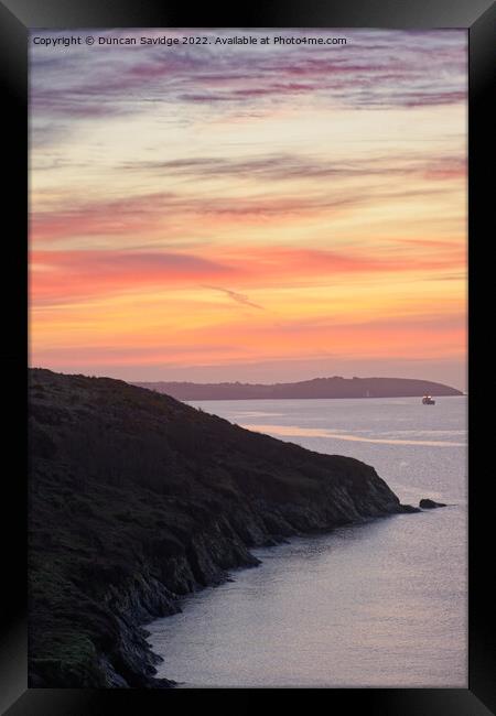 Maenporth Cornwall sunrise Framed Print by Duncan Savidge