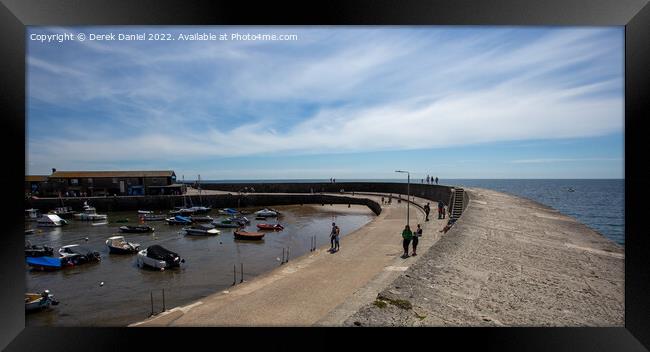 On Top of the Harbour Wall (The Cobb) Framed Print by Derek Daniel
