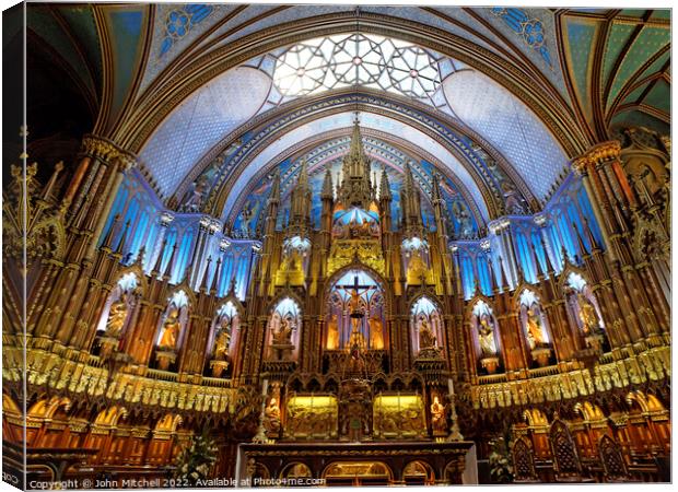 Notre Dame Basilica Altar Montreal Canvas Print by John Mitchell