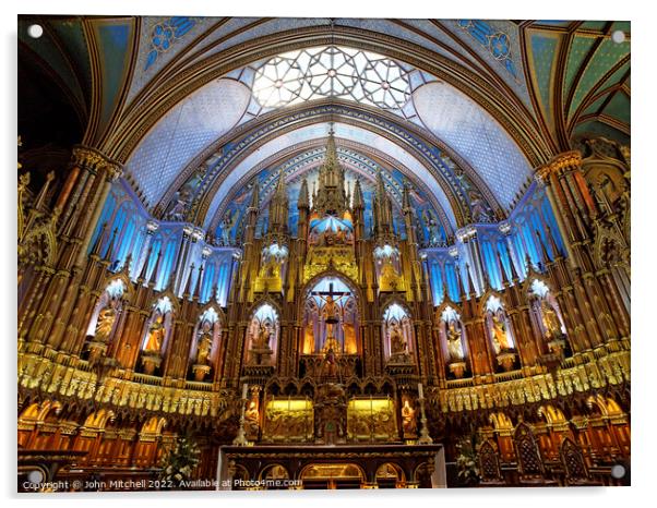 Notre Dame Basilica Altar Montreal Acrylic by John Mitchell