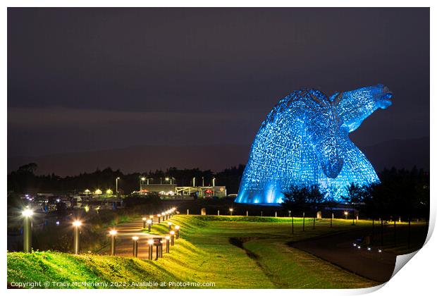 Helix, Kelpies Sculpture, Clydesdale Horses in Fal Print by Tracy McMenemy
