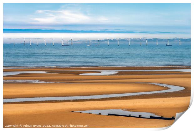 Rhyl Flats Offshore Wind Farm Print by Adrian Evans