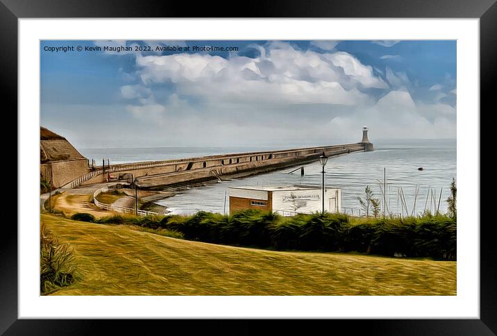 Tynemouth Lighthouse North Pier (Digital Art) Framed Mounted Print by Kevin Maughan