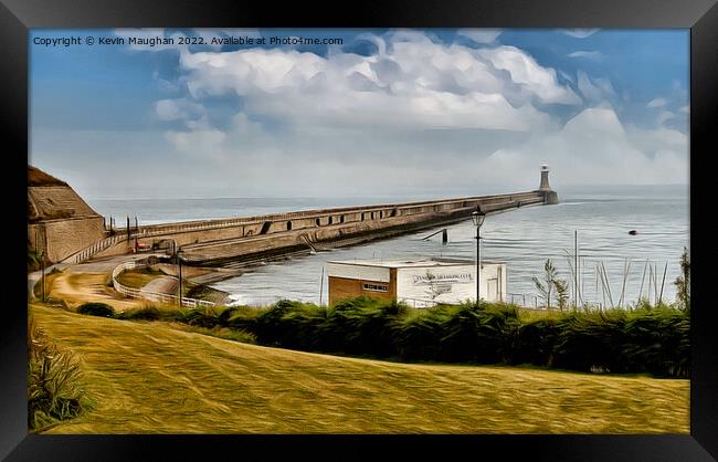 Tynemouth Lighthouse North Pier (Digital Art) Framed Print by Kevin Maughan