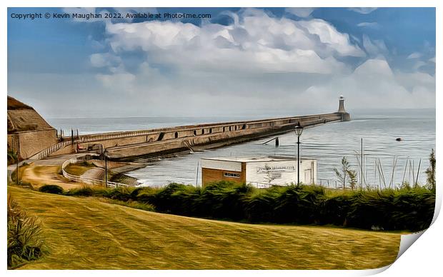 Tynemouth Lighthouse North Pier (Digital Art) Print by Kevin Maughan