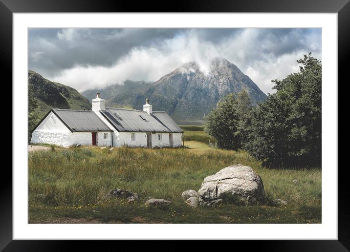 Black Rock Cottage and The Buachaille Framed Mounted Print by Anthony McGeever