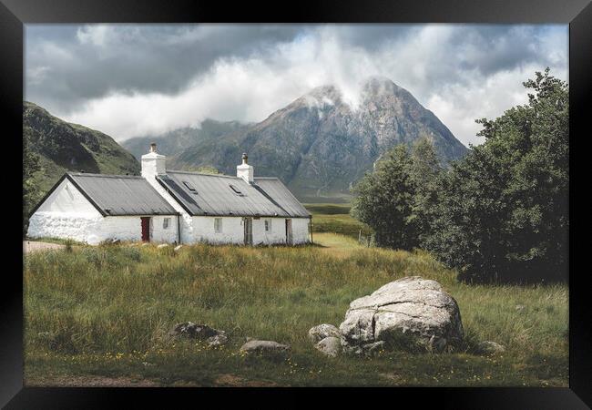 Black Rock Cottage and The Buachaille Framed Print by Anthony McGeever
