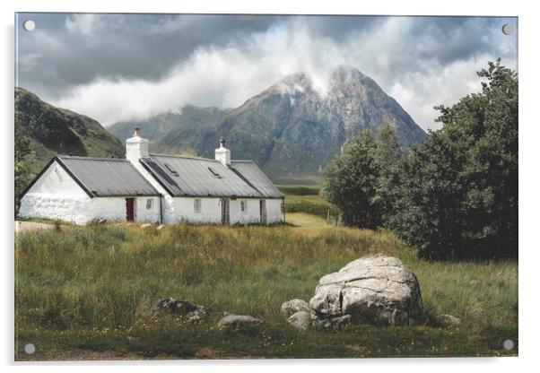 Black Rock Cottage and The Buachaille Acrylic by Anthony McGeever