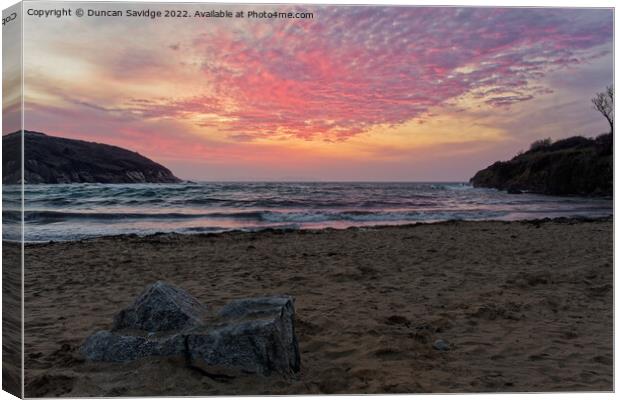A beautiful Cornwall sunrise at Maenporth Canvas Print by Duncan Savidge