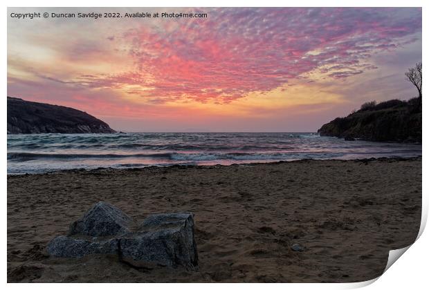 A beautiful Cornwall sunrise at Maenporth Print by Duncan Savidge