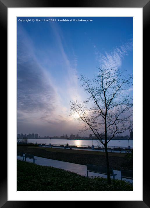 Sunset over Huangpu river Framed Mounted Print by Stan Lihai