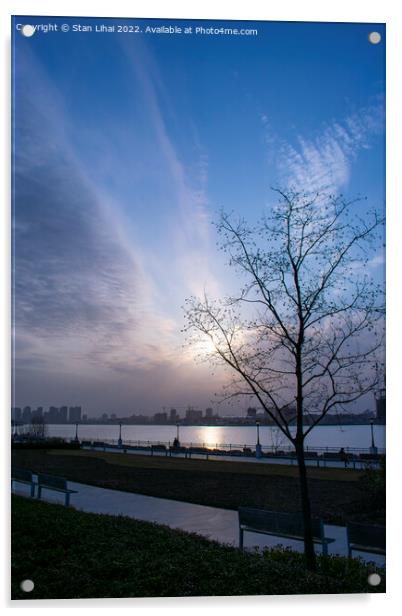 Sunset over Huangpu river Acrylic by Stan Lihai