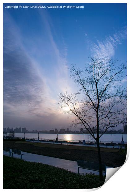 Sunset over Huangpu river Print by Stan Lihai