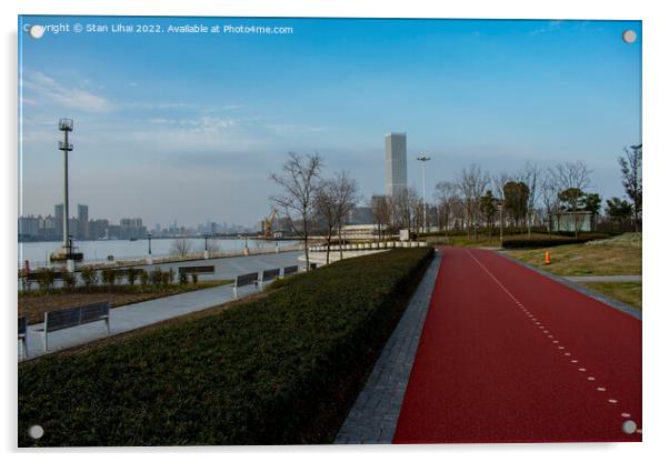 Jogging road in Shanghai park Acrylic by Stan Lihai