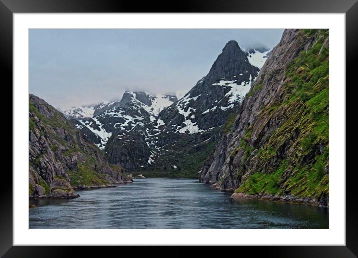 Entering Trollfjord at Midnight in Norway Framed Mounted Print by Martyn Arnold