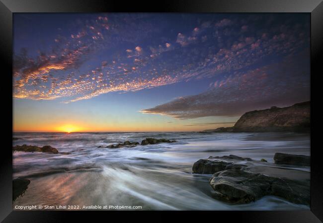 Beautiful view of a beach time lapse Framed Print by Stan Lihai