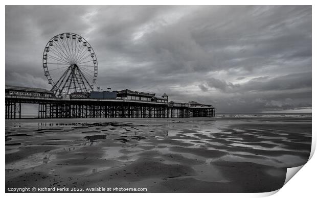 Big Wheel Storm  - Blackpool Pier Print by Richard Perks