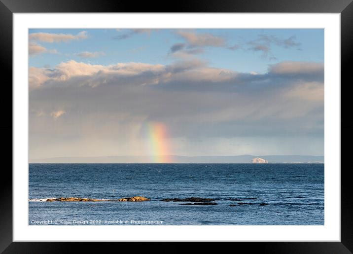 Rainbow over the North Sea and Bass Rock Framed Mounted Print by Kasia Design