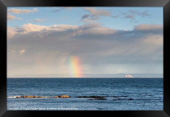 Rainbow over the North Sea and Bass Rock Framed Print by Kasia Design