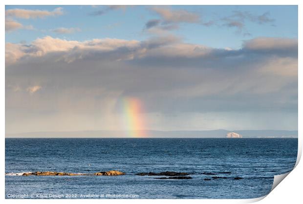 Rainbow over the North Sea and Bass Rock Print by Kasia Design