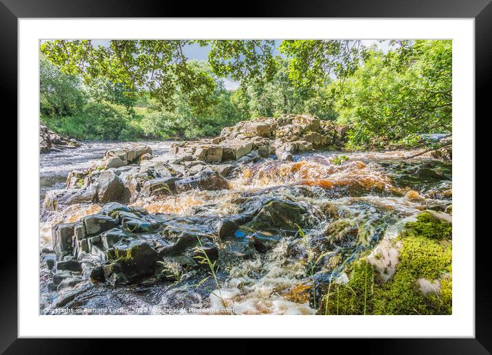 A Summer Cascade on the River Tees Framed Mounted Print by Richard Laidler