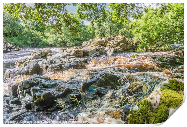 A Summer Cascade on the River Tees Print by Richard Laidler