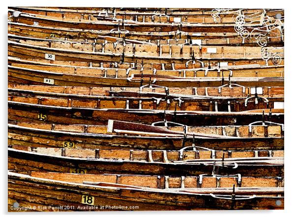 Old Wooden Rowing Boats Moored Acrylic by Rick Parrott