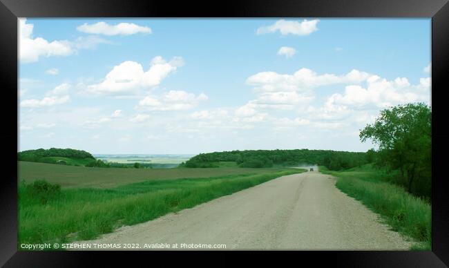 Driving Up From The Pembina Valley Framed Print by STEPHEN THOMAS