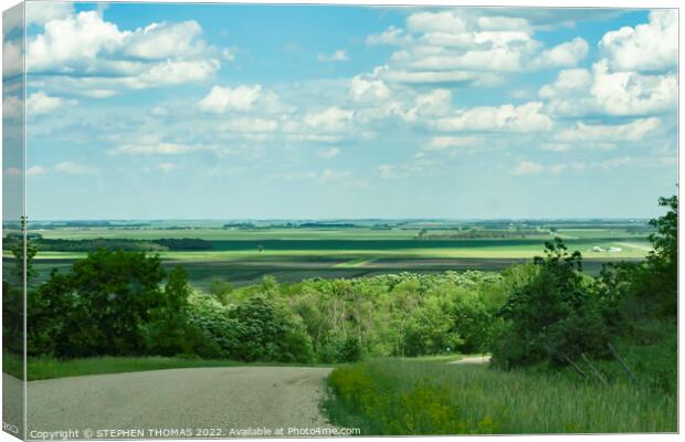 Driving Down Into The Pembina Valley Canvas Print by STEPHEN THOMAS
