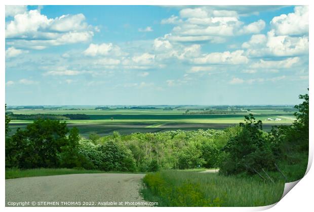 Driving Down Into The Pembina Valley Print by STEPHEN THOMAS