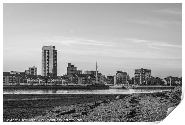 Southampton skyline black and white Print by KB Photo