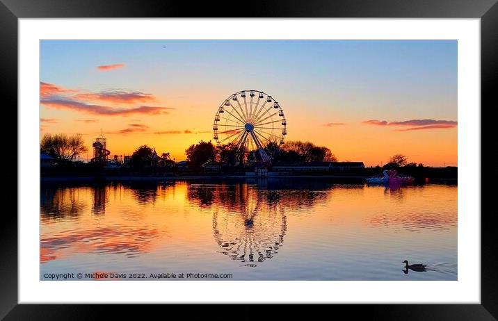 Southport Big Wheel Sunset Framed Mounted Print by Michele Davis