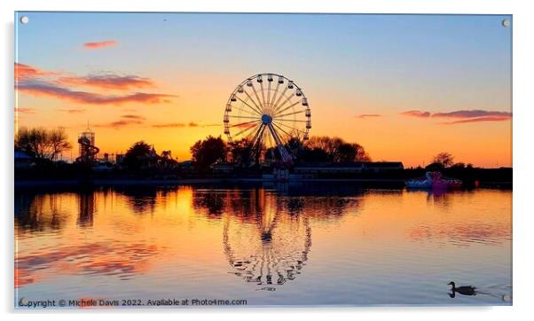Southport Big Wheel Sunset Acrylic by Michele Davis