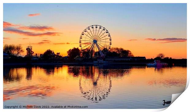 Southport Big Wheel Sunset Print by Michele Davis
