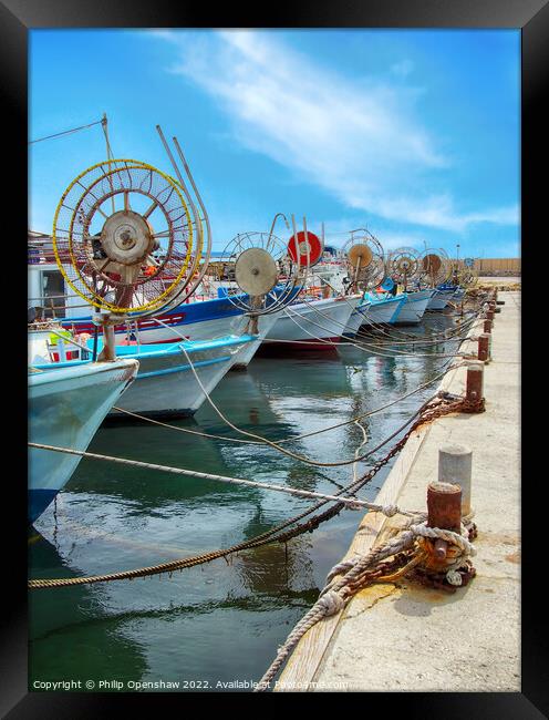 Fishing boats in Paphos harbour  Framed Print by Philip Openshaw