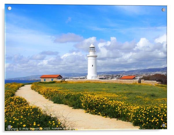 The lighthouse in Paphos Cyprus Acrylic by Philip Openshaw