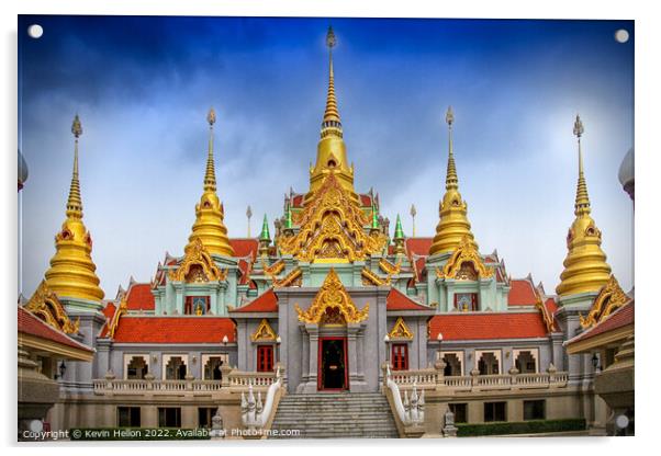 Wat Tang Sai temple, Bang Saphan, Thailand Acrylic by Kevin Hellon