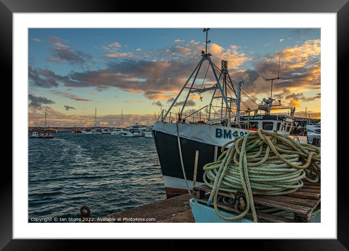 Torquay Harbour Sunset Framed Mounted Print by Ian Stone