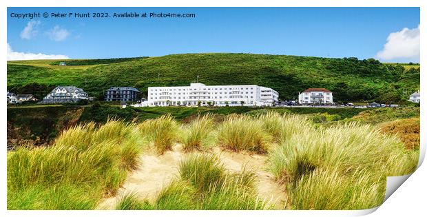 Saunton Sands Hotel From The Dunes Print by Peter F Hunt
