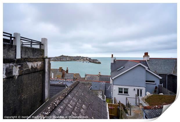 Over the rooftops to St Ives, Cornwall Print by Gordon Maclaren