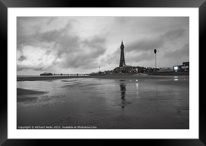 Moody Skies over Blackpool Tower Framed Mounted Print by Richard Perks