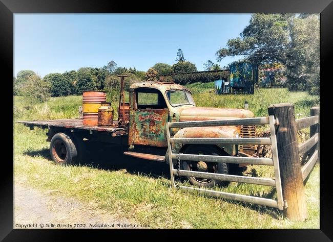 Old Rusty Abandoned Vintage FJ Holden Farm Ute Framed Print by Julie Gresty