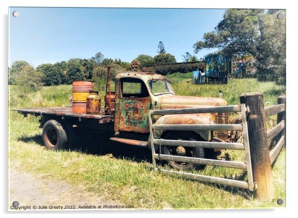 Old Rusty Abandoned Vintage FJ Holden Farm Ute Acrylic by Julie Gresty