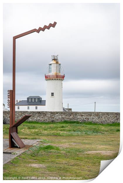 Loophead Peninsular Wild Atlantic Way Sign with the Loophead Lighthouse Print by Dave Collins
